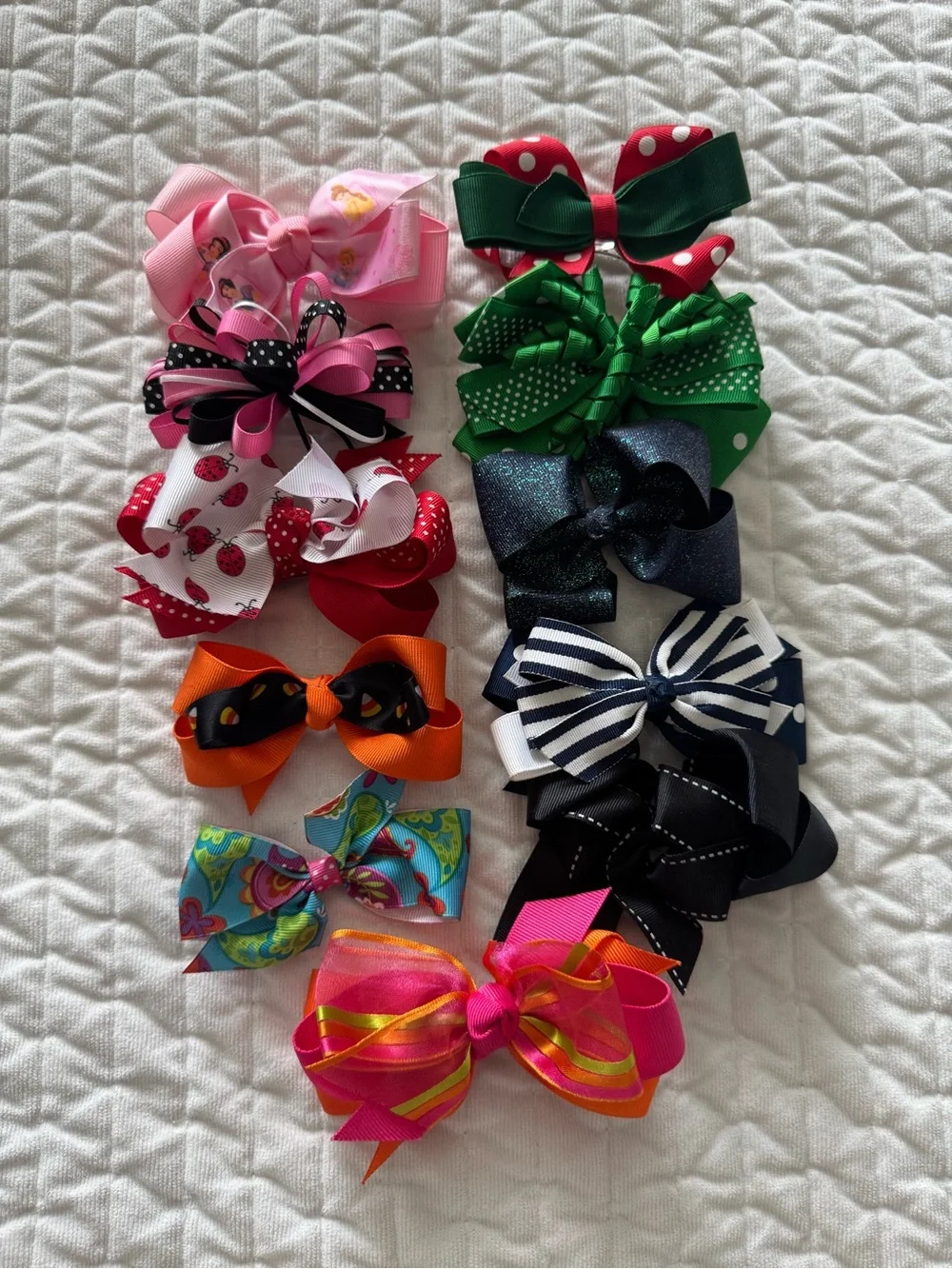 Assorted Kids Hair Bows - Pink, Green, Red, Orange, Navy, Black, Multicolor